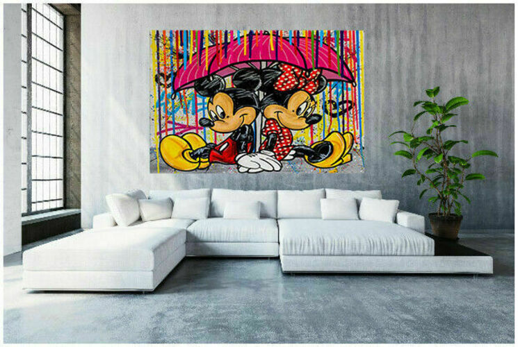 Pop Art Micky Maus Minnie Leinwand Bilder Wandbilder - Hochwertiger Kunstdruck B8167