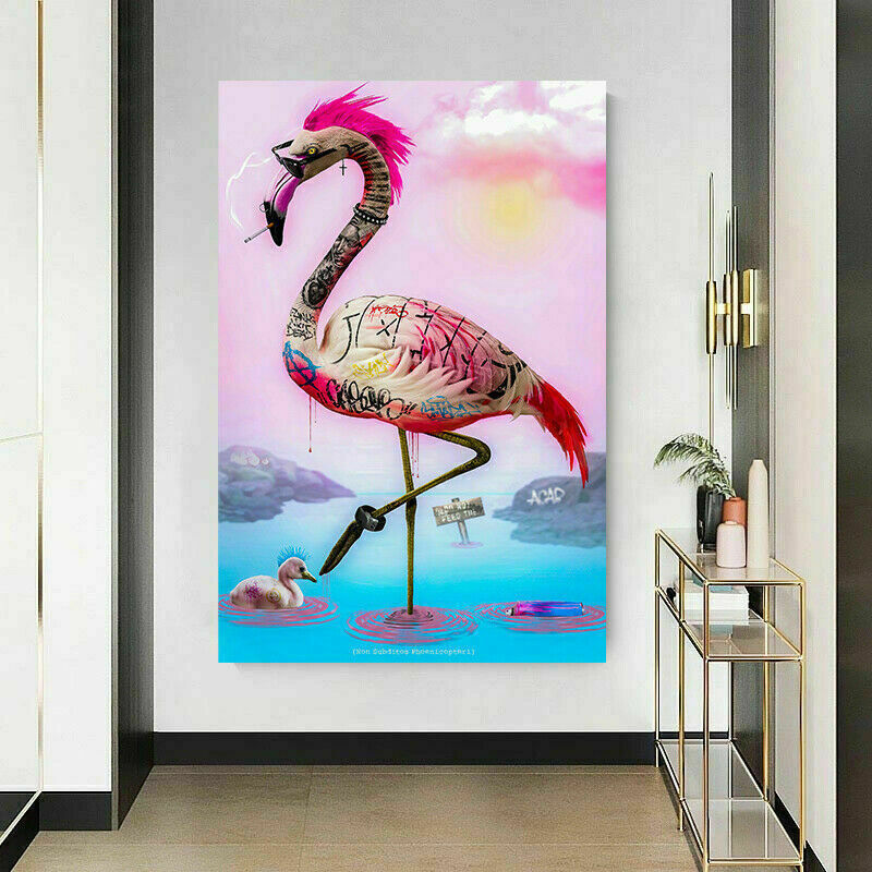 Leinwand Abstrakt Flamingo Tiere Bilder Wandbilder - Hochwertiger Kunstdruck B8124