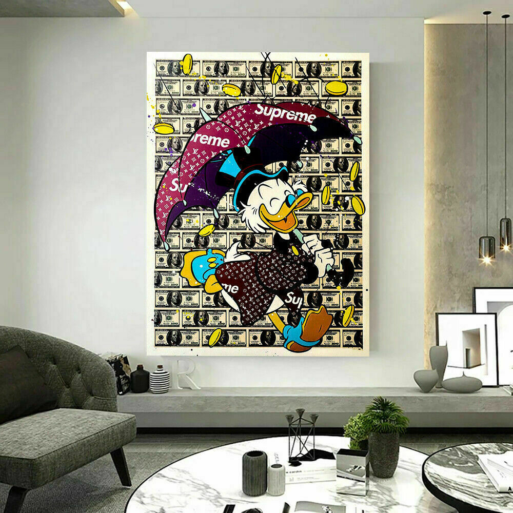 Pop Art Donald Duck Scheine Leinwand Bilder Wandbilder - Hochwertiger Kunstdruck B8011