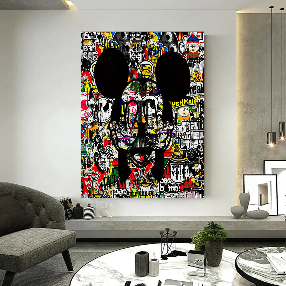 Pop Art Micky Maus Funny Leinwand Bilder Wandbilder - Hochwertiger Kunstdruck B8105