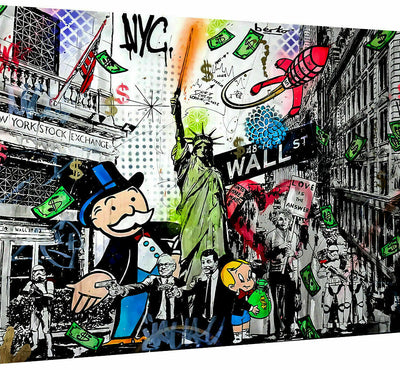 Pop Art Monopoly Figuren NYC Leinwand Wandbilder - Hochwertiger Kunstdruck B8054
