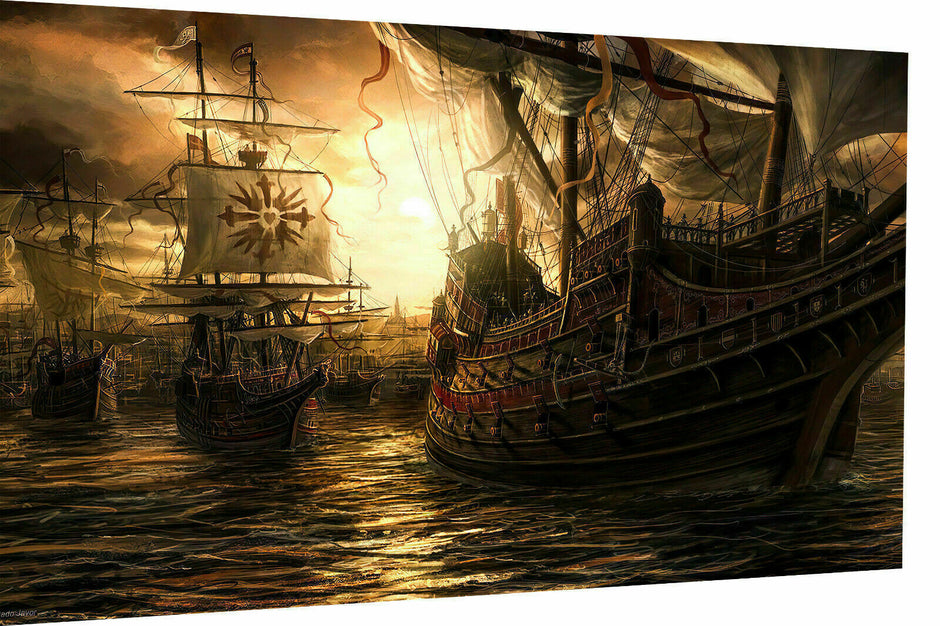 Leinwand Piraten Schiff Kapitän Bilder Wandbilder - Hochwertiger Kunstdruck B8127