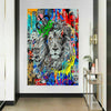 Leinwand Pop Art Löwe König lion Bilder Wandbilder - Hochwertiger Kunstdruck A4004