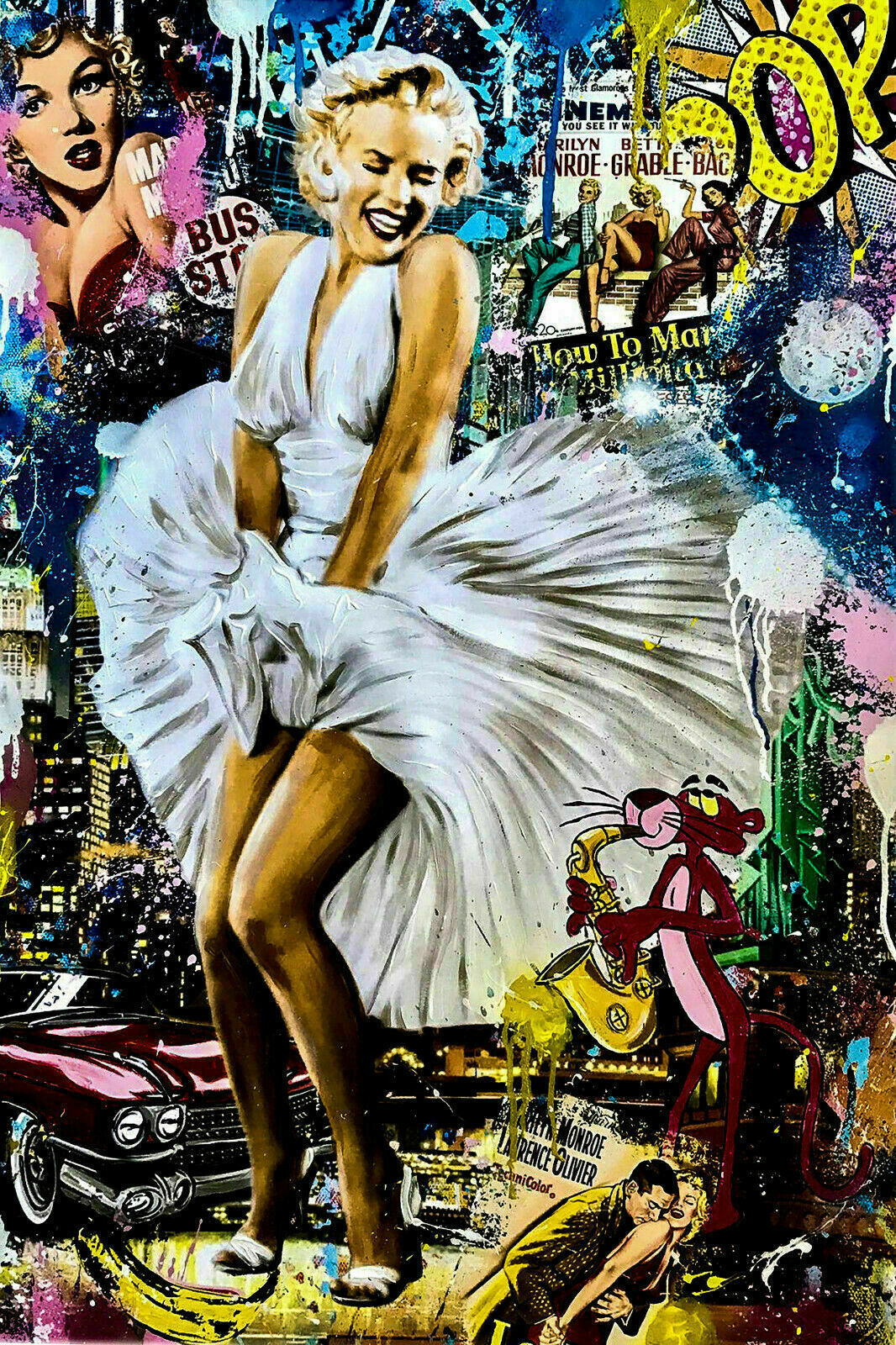 Pop Art Marilyn Monroe Leinwand Bilder Wandbilder - Hochwertiger Kunstdruck B8066