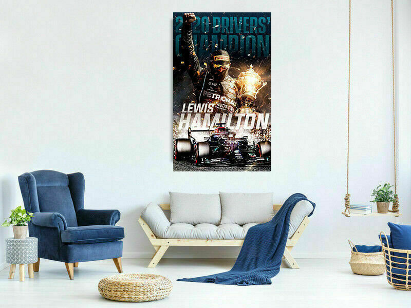 Formel 1  Lewis Hamilton Leinwand Mercedes Wandbilder - Hochwertiger Kunstdruck P5340