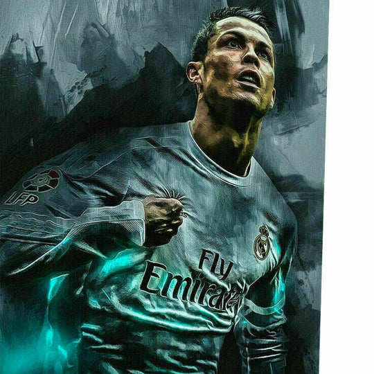 Cristiano Ronaldo CR7 Fußball Gemalt Leinwand Wandbilder-Hochwertiger Kunstdruck P5287