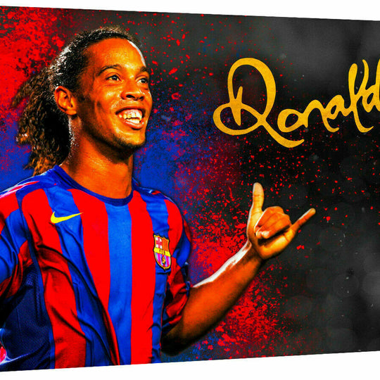 Leinwand Fußball Sport Ronaldinho Bilder Wandbilder - Hochwertiger Kunstdruck A3741