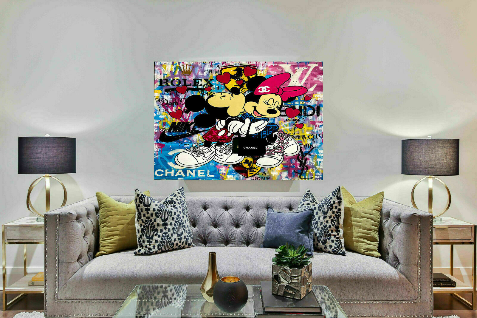 Pop Art Micky Maus Liebe Leinwand Bilder Wandbilder - Hochwertiger Kunstdruck B8023