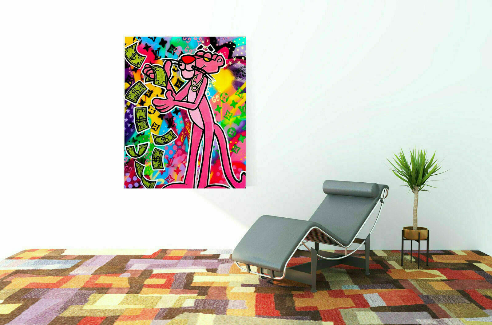 Pop Art Kunst rrosaroter panther Leinwand Wandbilder - Hochwertiger Kunstdruck B8312