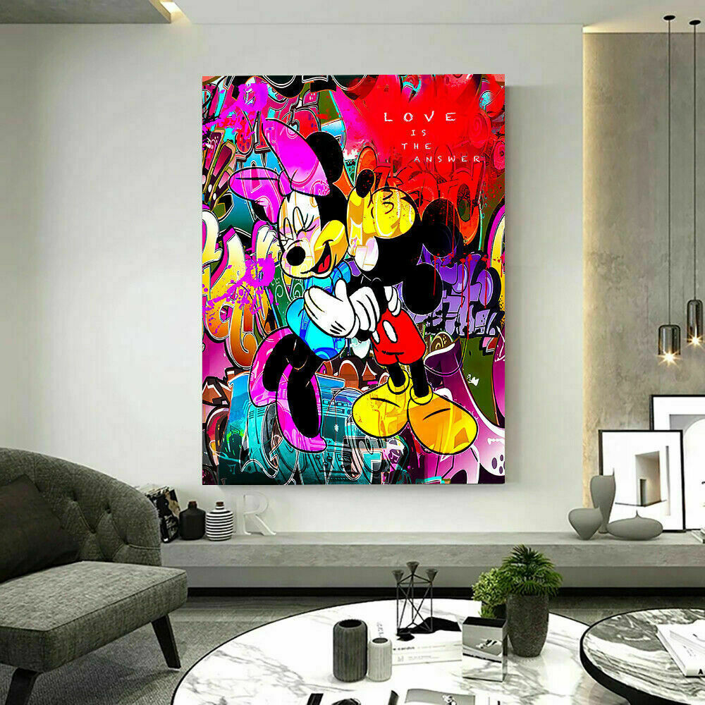 Pop Art Micky Maus Minnie Leinwand Bilder Wandbilder - Hochwertiger Kunstdruck B8111