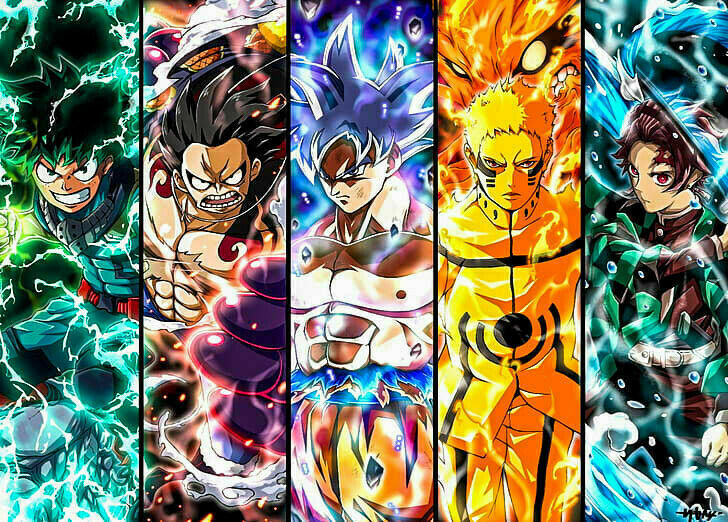 Leinwand Anime Crossover DBZ Naruto One P Wandbilder - Hochwertiger Kunstdruck A3568