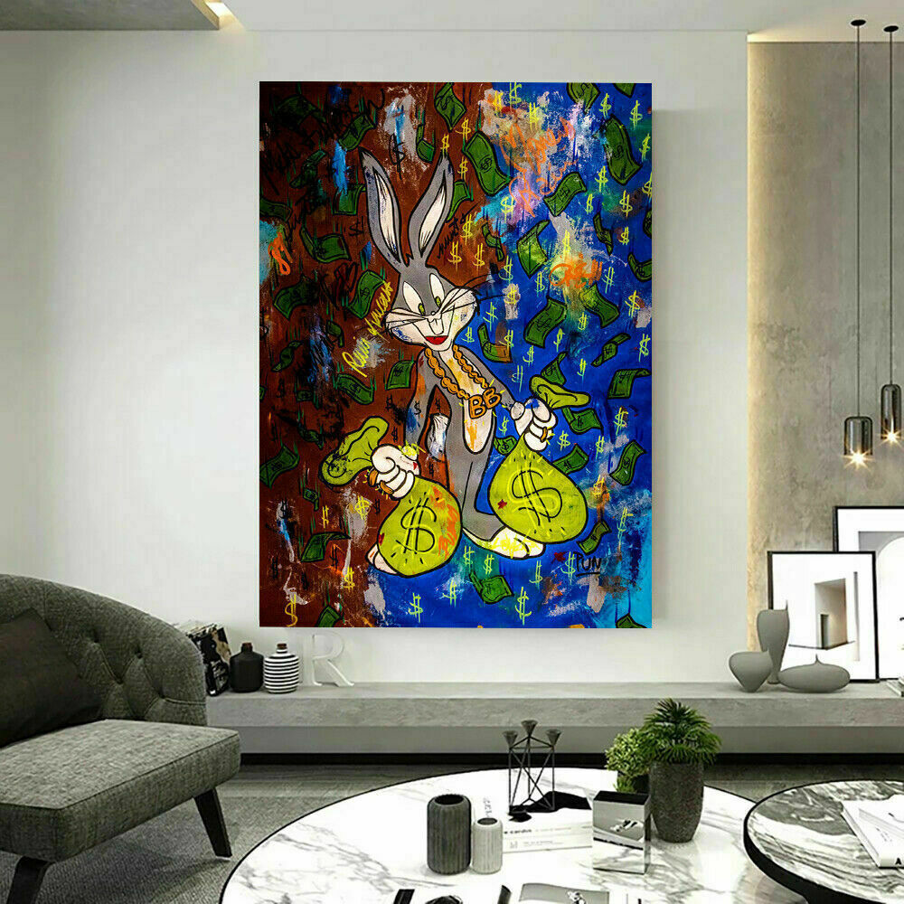 Pop Art Bugs Bunny Hase Leinwand Bilder Wandbilder - Hochwertiger Kunstdruck B8009