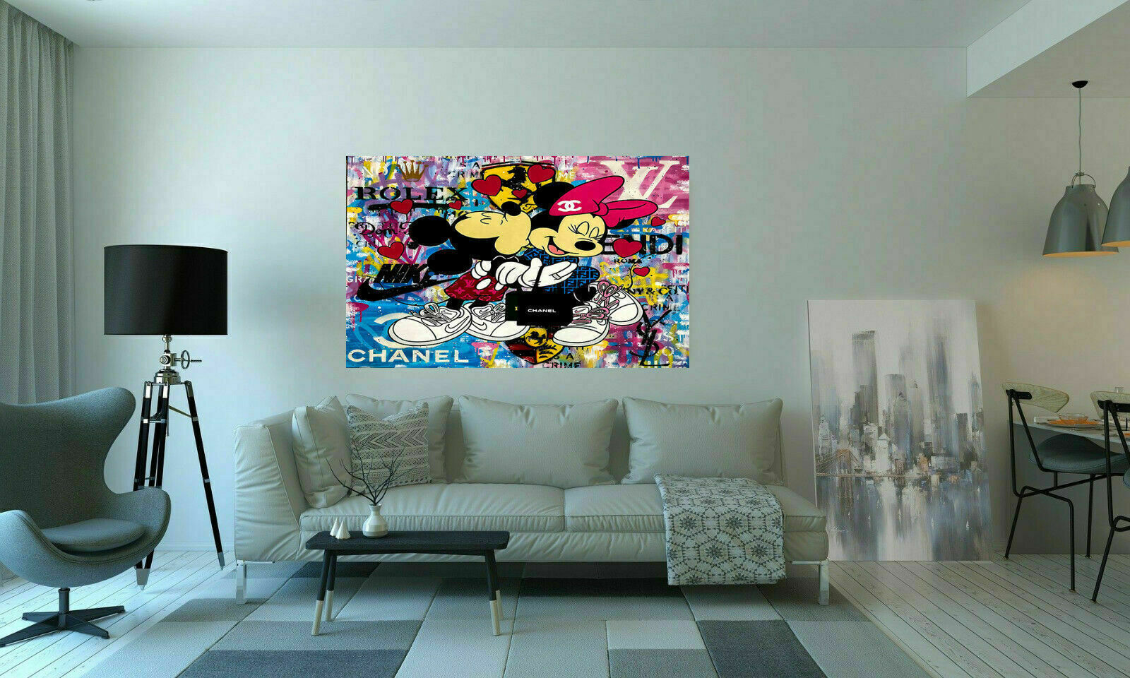 Pop Art Micky Maus Liebe Leinwand Bilder Wandbilder - Hochwertiger Kunstdruck B8023