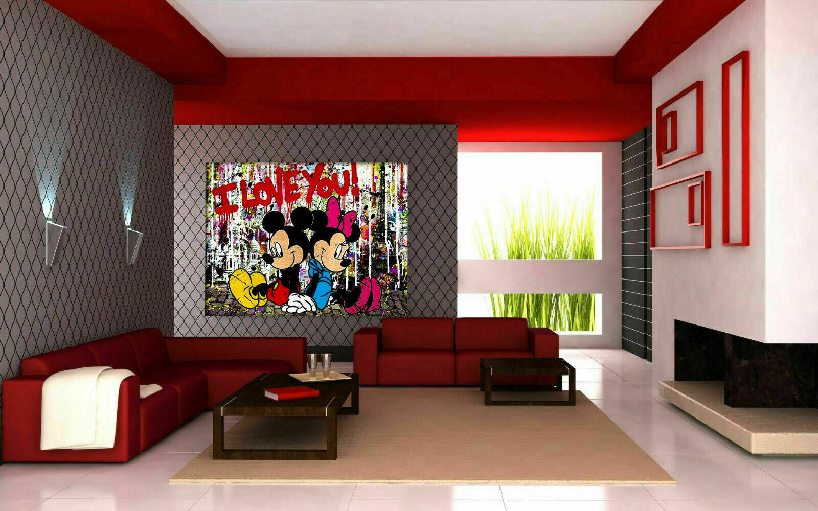 Micky Maus Pop Art  Kunst Leinwand Bilder Wandbilder - Hochwertiger Kunstdruck B8307