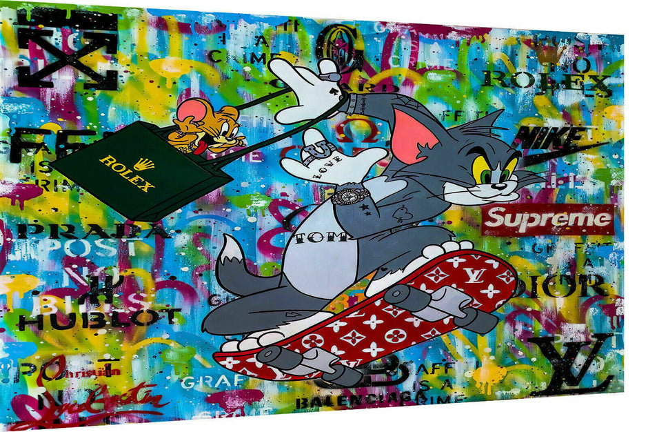 Pop Art Tom and Jerry  Leinwand Bilder Wandbilder-Hochwertiger Kunstdruck B8129