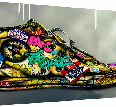 Abstrakte Schuhe Sneaker Leinwand Bilder Wandbilder - Hochwertiger Kunstdruck B8043