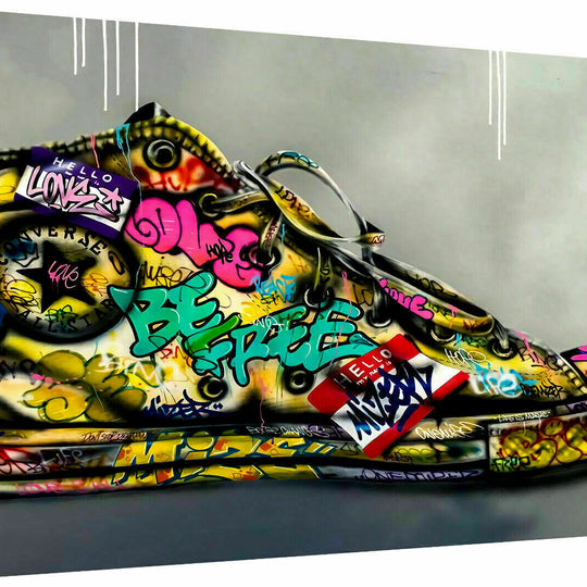 Abstrakte Schuhe Sneaker Leinwand Bilder Wandbilder - Hochwertiger Kunstdruck B8043
