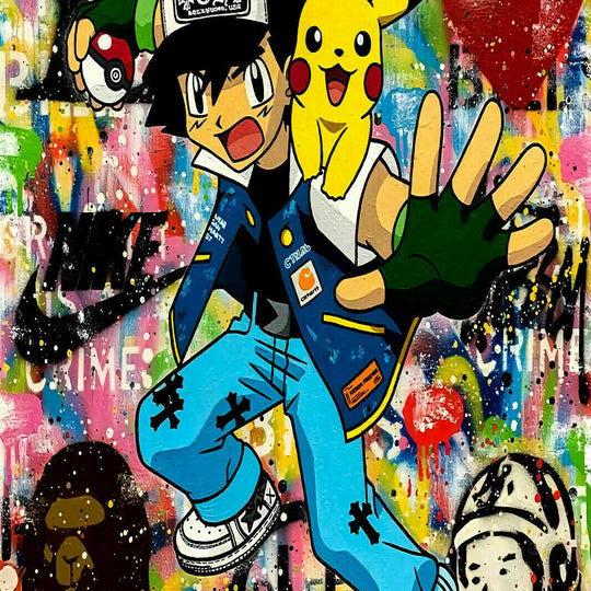 Pop Art Pokemon Pikachu Leinwand Bilder Wandbilder - Hochwertiger Kunstdruck B8026