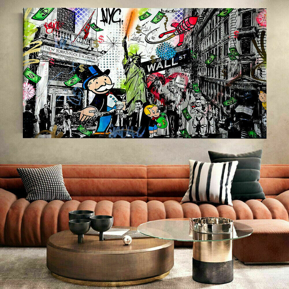 Pop Art Monopoly Figuren NYC Leinwand Wandbilder - Hochwertiger Kunstdruck B8054