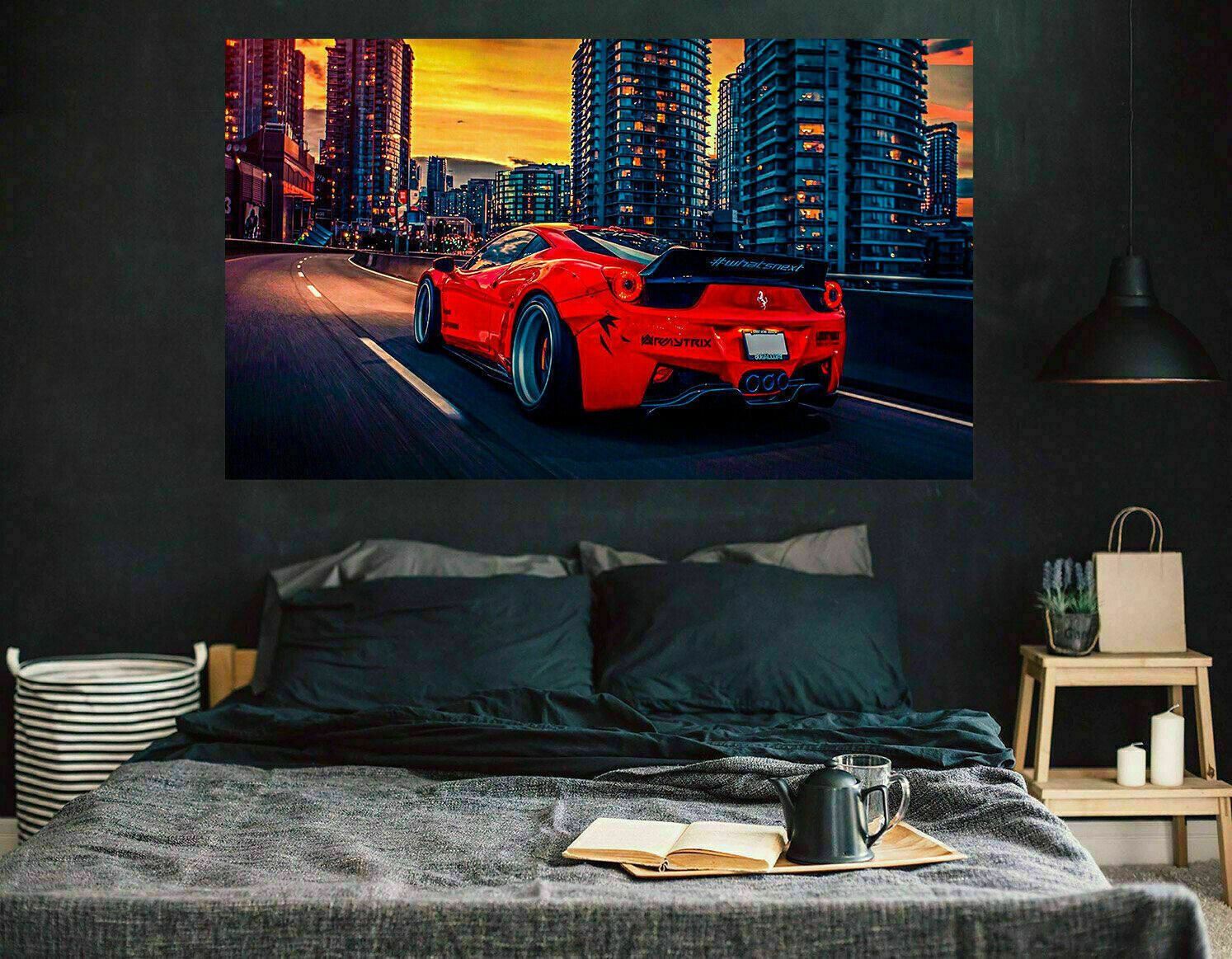 Leinwand Sportwagen Autos Ferrari Bilder Wandbilder - Hochwertiger Kunstdruck A3614