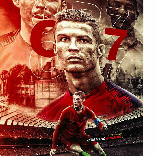 Cristiano Ronaldo CR7 Fußball Leinwand Wandbilder - Hochwertiger Kunstdruck P5286