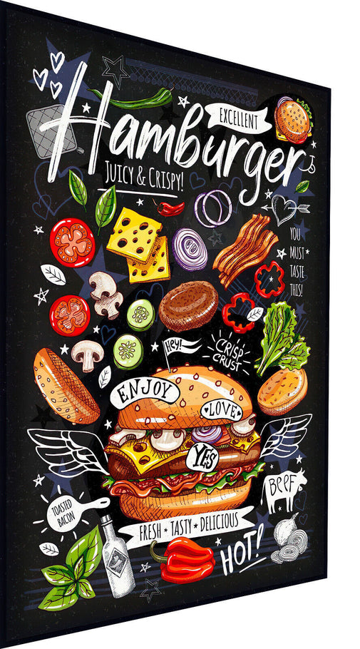 Leinwand Gastro Hamburger Speisekarte Bilder Wandbilder -Hochwertiger Kunstdruck B8251