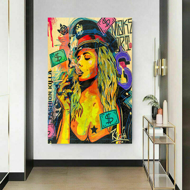 Pop Art Leinwand Frauen Lifestyle Bilder Wandbilder - Hochwertiger Kunstdruck B8136