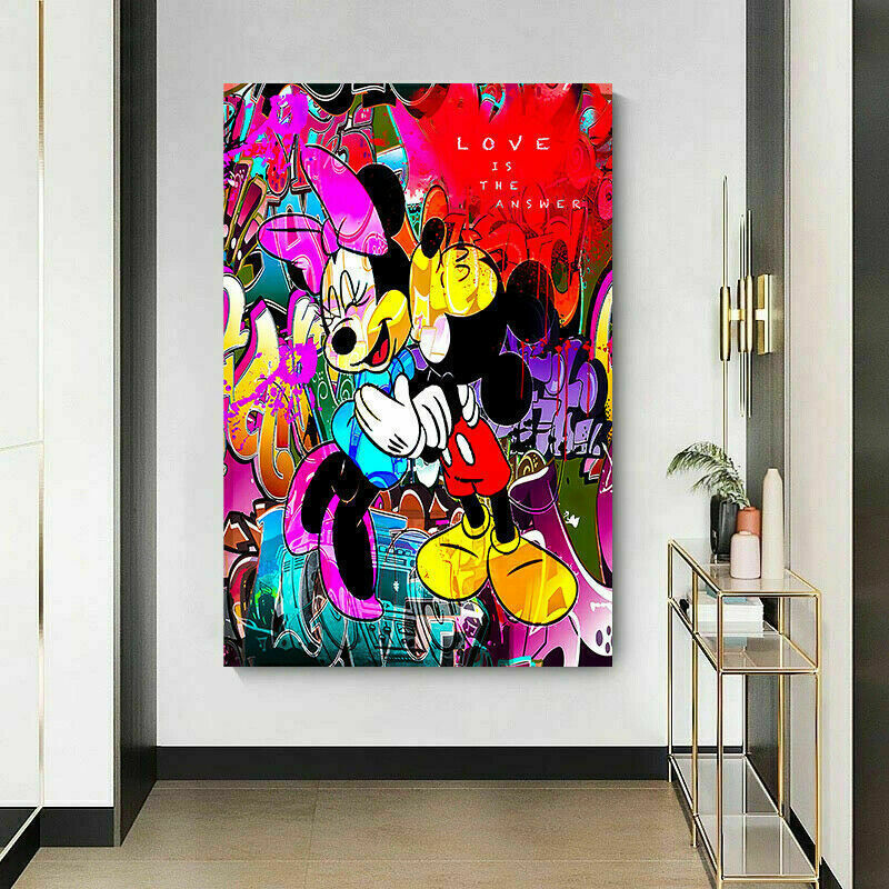 Pop Art Micky Maus Minnie Leinwand Bilder Wandbilder - Hochwertiger Kunstdruck B8111