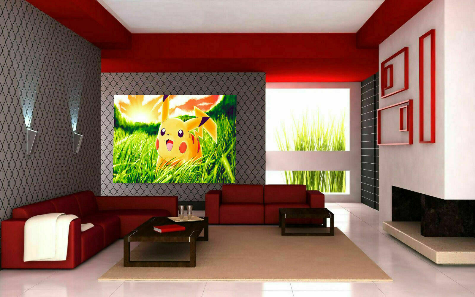 Leinwand Animies Pokemon Pikachu Bilder Wandbilder - Hochwertiger Kunstdruck P5055