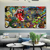 Pop Art Leinwand Zunge Mund Kunst Bilder Wandbilder - Hochwertiger Kunstdruck B8154