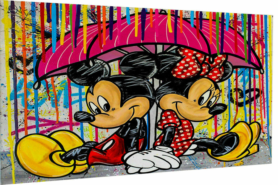 Pop Art Micky Maus Minnie Leinwand Bilder Wandbilder - Hochwertiger Kunstdruck B8167