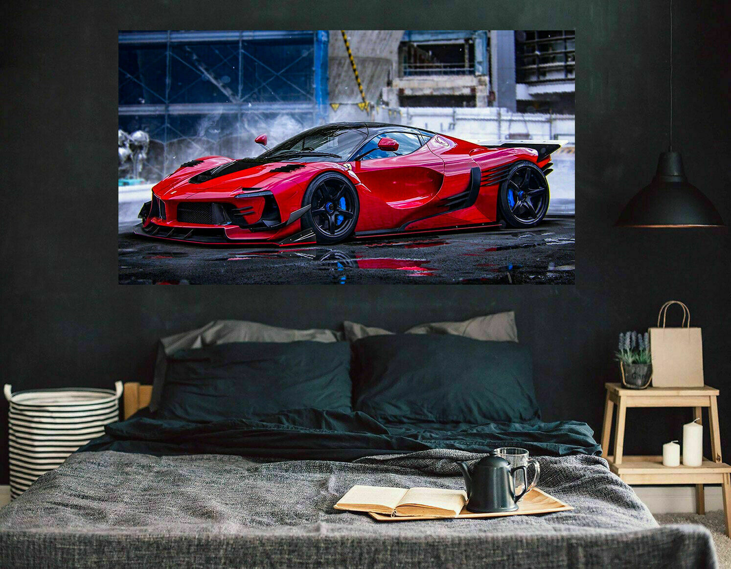 Leinwand Sportwagen Ferrari Autos Bilder Wandbilder - Hochwertiger Kunstdruck A3660