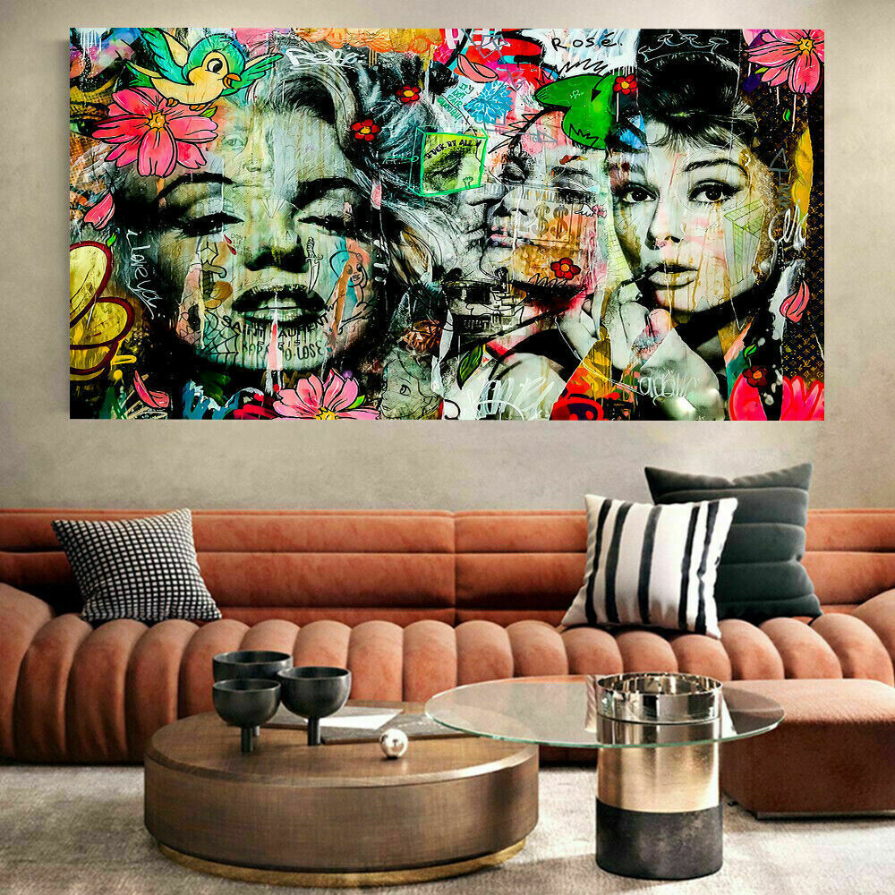 Pop Art Frauen Leinwand Bilder Wandbilder - Hochwertiger Kunstdruck B8047