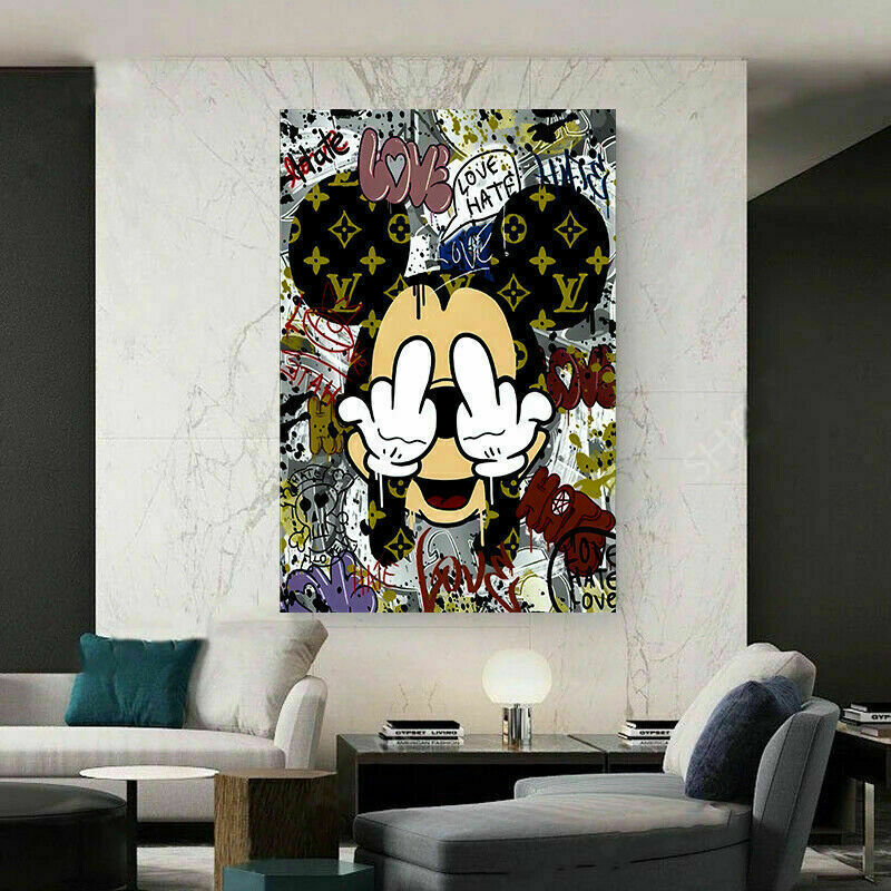 Pop Art Micky Maus Funny Leinwand Bilder Wandbilder - Hochwertiger Kunstdruck B8300