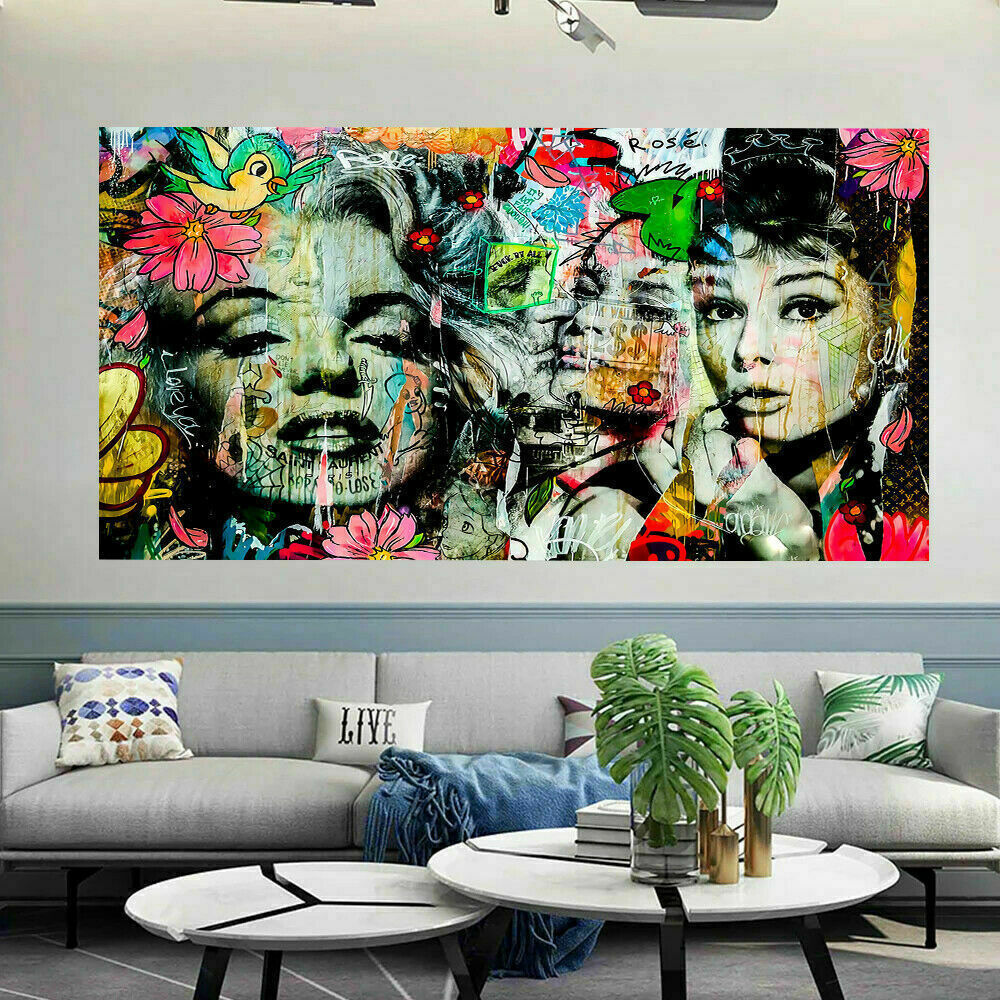 Pop Art Frauen Leinwand Bilder Wandbilder - Hochwertiger Kunstdruck B8047