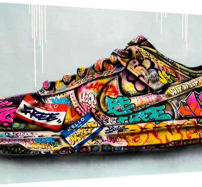 Abstrakte Schuhe Sneaker Leinwand Bilder Wandbilder - Hochwertiger Kunstdruck B8044