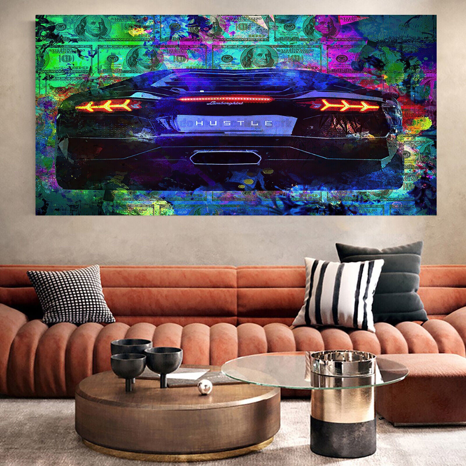 Leinwand Bilder Pop Art Sportwagen Luxus Auto Wandbilder-Hochwertiger Kunstdruck B8270