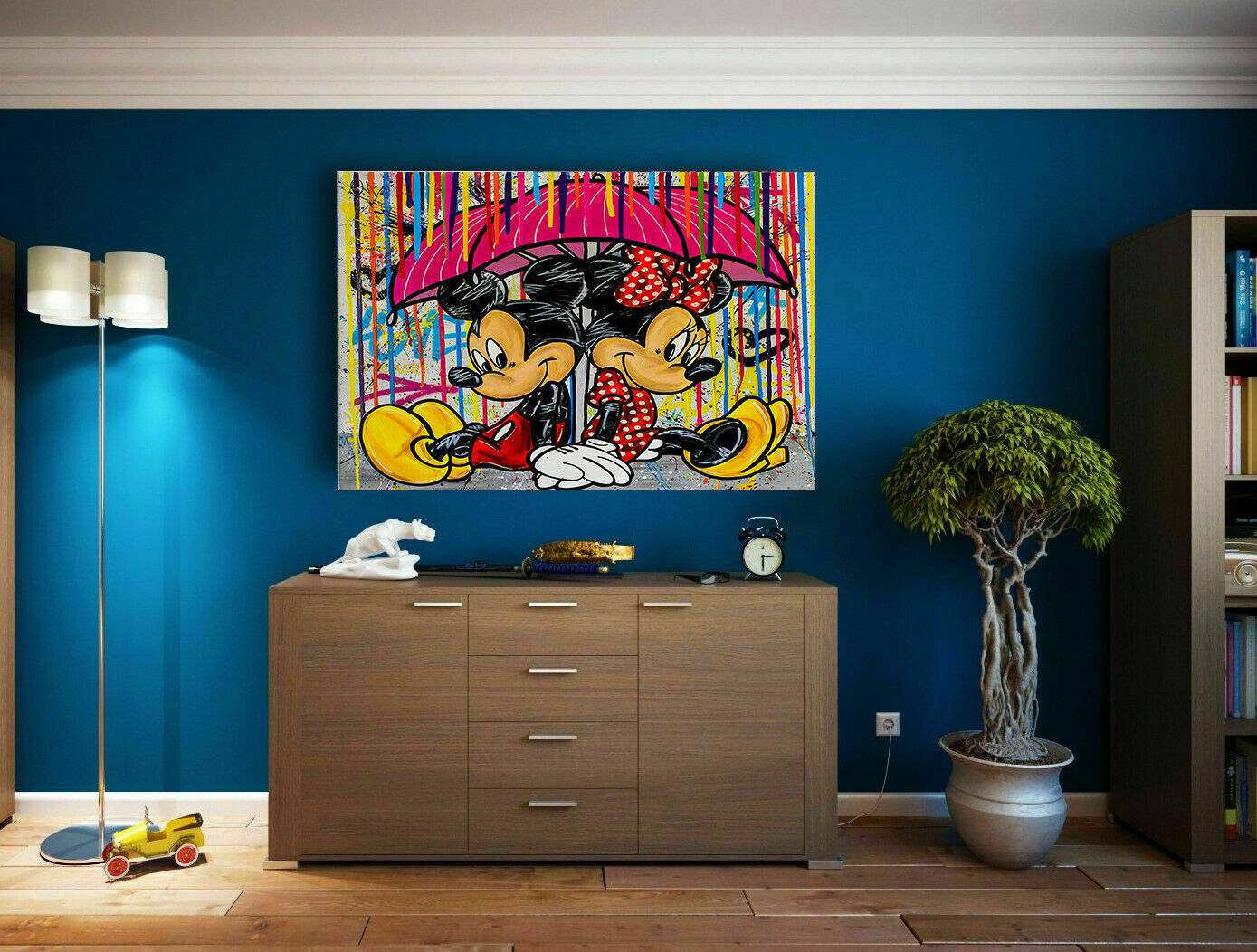 Pop Art Micky Maus Minnie Leinwand Bilder Wandbilder - Hochwertiger Kunstdruck B8167