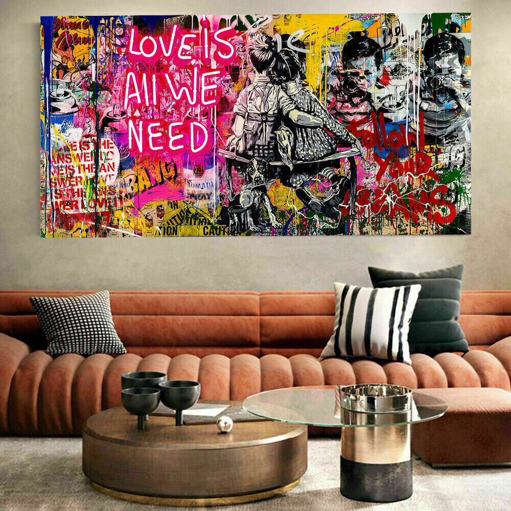 Pop Art Love is All We Need  Leinwand Wandbilder-Hochwertiger Kunstdruck B8031