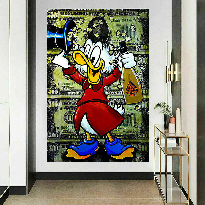 Leinwand Dagobert Geld Money Bilder Wandbilder - Hochwertiger Kunstdruck A4003