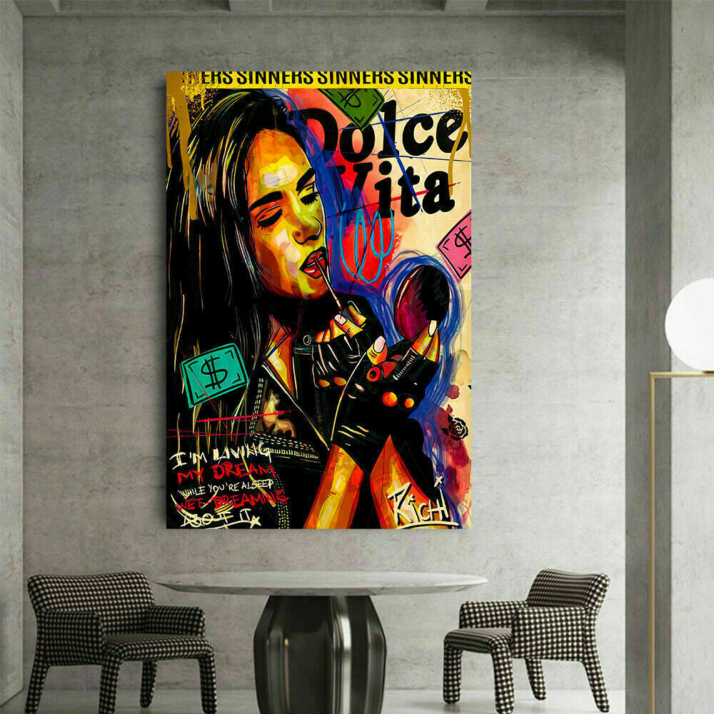 Pop Art Leinwand Frauen Lifestyle Bilder Wandbilder - Hochwertiger Kunstdruck B8142