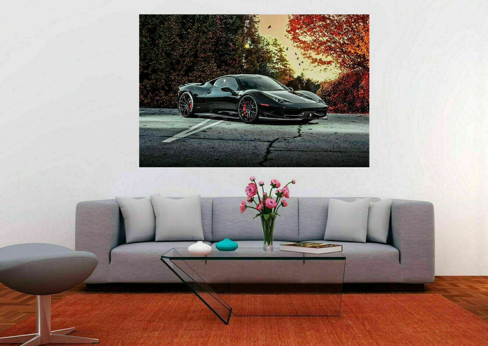 Leinwand Sportwagen Ferrari Autos Bilder Wandbilder - Hochwertiger Kunstdruck A3615