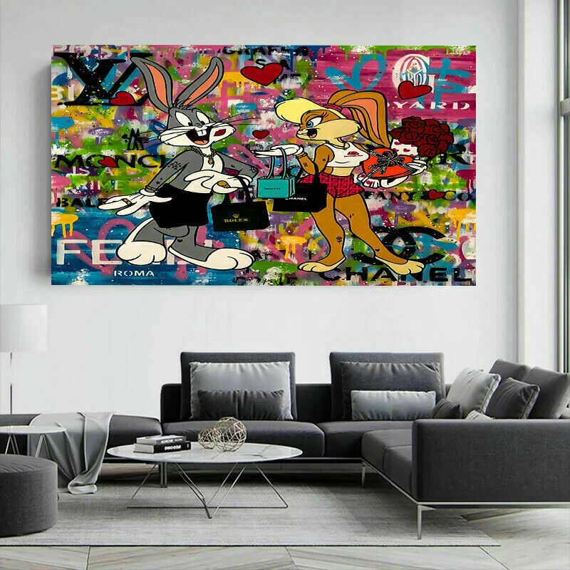 Pop Art Hase Leinwand Bilder Wandbilder - Hochwertiger Kunstdruck B8030