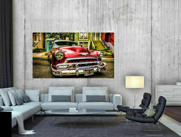 Leinwand Bilder Oldtimer Autos Vintage Classic Abstrakt- Hochwertiger Kunstdruck A3343