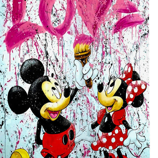 Leinwand Bilder Micky & Minnie love Pop Art Wandbilder - Hochwertiger Kunstdruck B8254