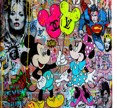 Micky Maus Pop Art  Kunst Leinwand Bilder Wandbilder - Hochwertiger Kunstdruck B8186