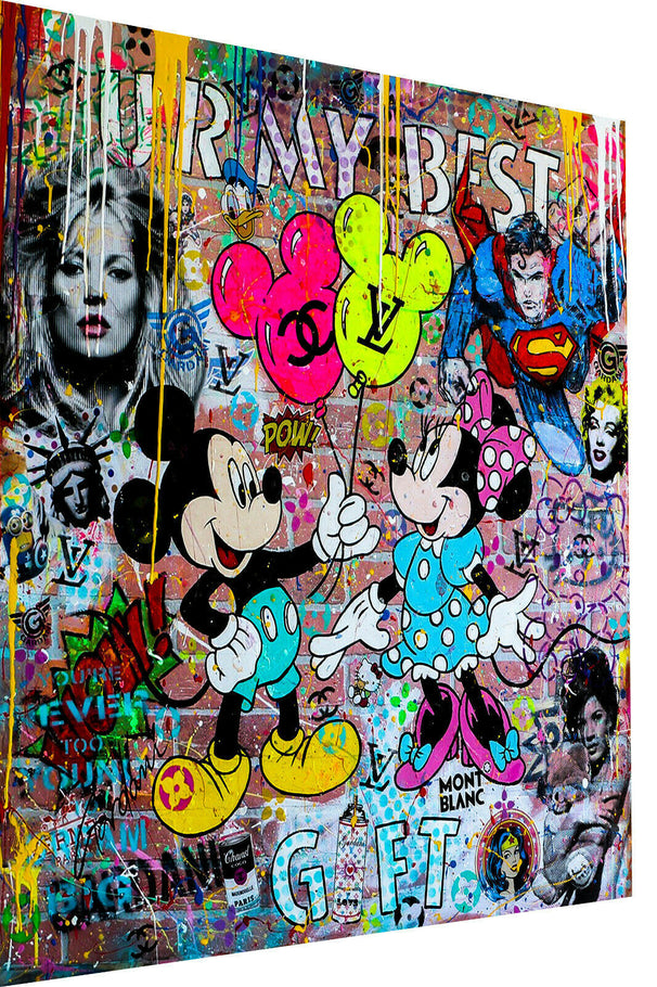 Micky Maus Pop Art  Kunst Leinwand Bilder Wandbilder - Hochwertiger Kunstdruck B8186