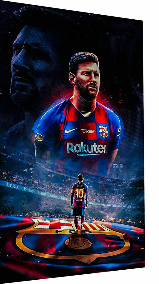 Leinwand Bilder Wandbilder Sport Fußball Messi Barca - Hochwertiger Kunstdruck A3228