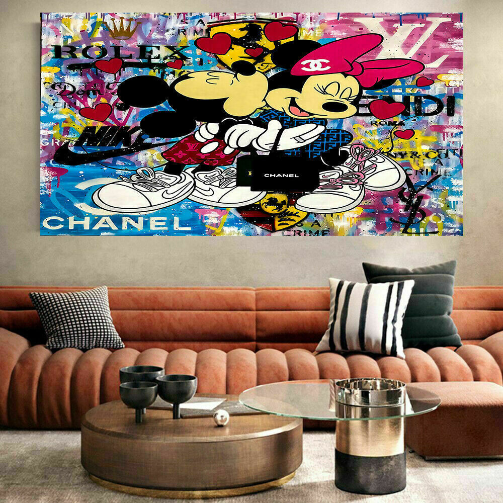 Pop Art Micky Maus Liebe Leinwand Bilder Wandbilder - Hochwertiger Kunstdruck B8023