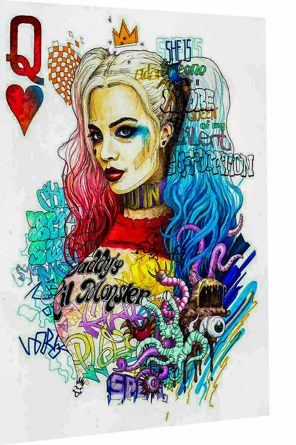 Leinwand Harley Quinn Kunst Queen Bilder Wandbilder - Hochwertiger Kunstdruck A4009